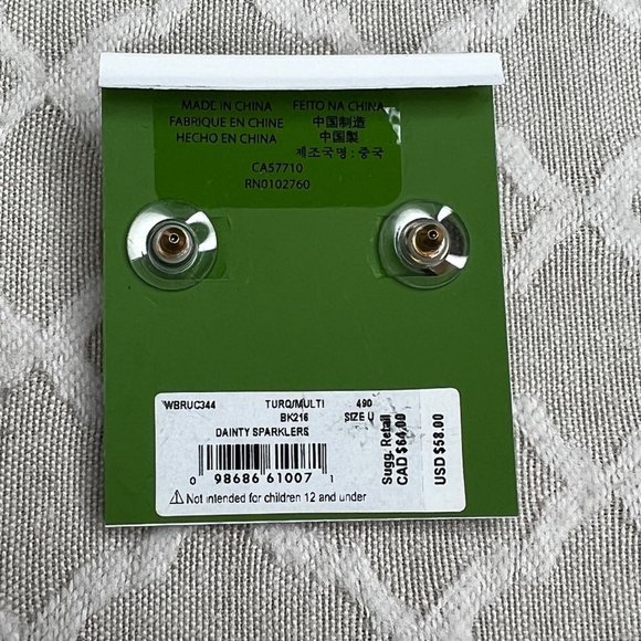 Kate Spade Dainty Sparklers Cluster 2 pc Earring Jacket Stud Turquoise Blue NWT - Picture 7 of 7